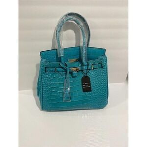 Beautiful Large De Vesi Faux Leather Crocodile Handbag Vegan Hand Bag NWT